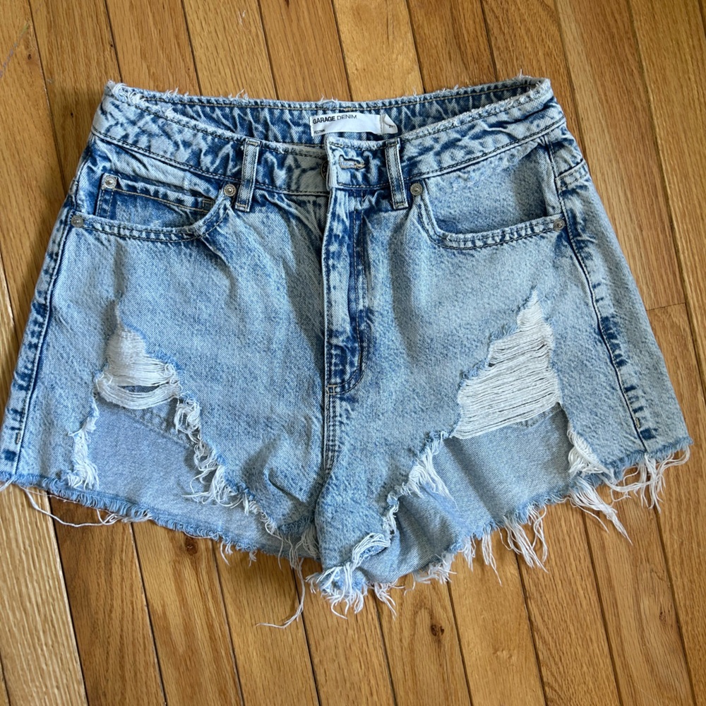 Garage Blue Distressed Jean Shorts
